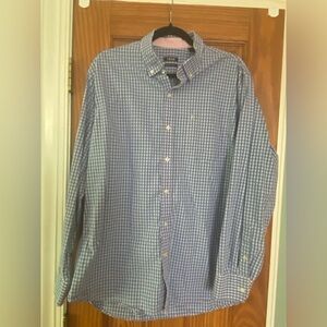 Izod Blue Casual Blue and Pink Button Down Shirt - L